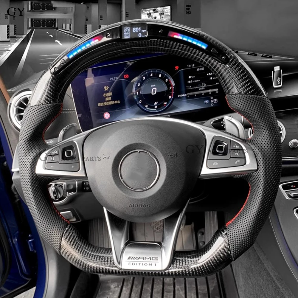 Personalizado LED Fibra De Carbono Volante Volante para Benz Mercedes Personalizado LED Fibra De Carbono Volante Volante para Benz Mercedes