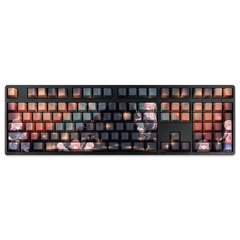 Chaves Pbt Tintura Subbed Keycaps dos Desenhos Animados Anime Gaming Key Caps Bocchi a Rocha Hitori Gotoh Backlit Keycap para Ansi Layout 108 - Imagem 2
