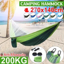 

Outdoor Hammock With Mosquito Net Lightweight Nylon Parachute Hammocks Fabric Hanging Bed Outdoor Sleeping Bed Net Chair