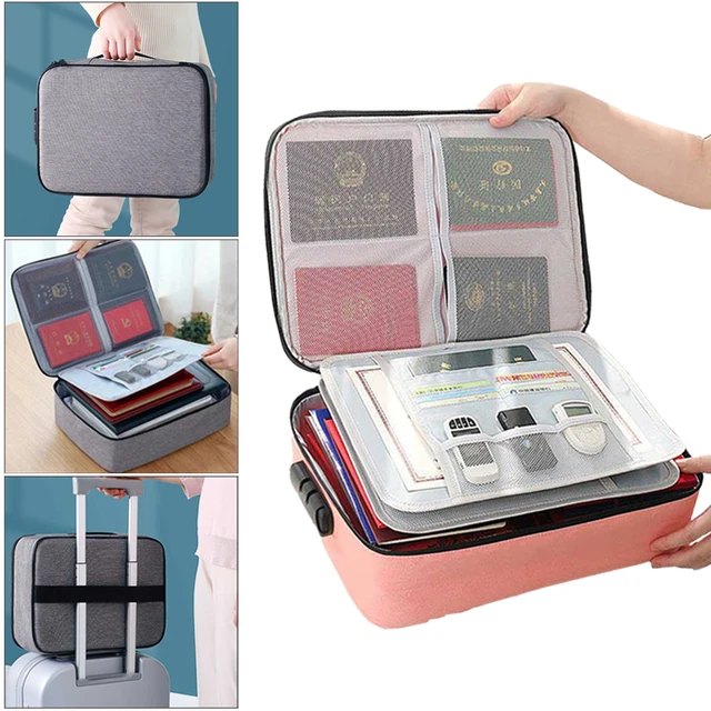 Multi-Layer Document Tickets Storage Box Certificate File Bills Organizer  Case Home Travel Passport Briefcase Office