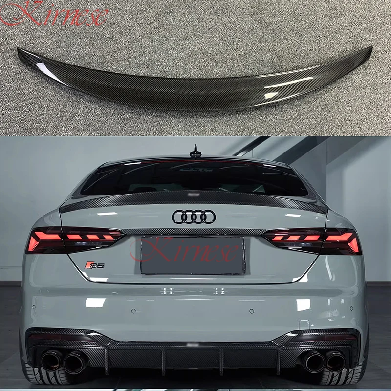 

For AUDI A5 S5 RS5 B9 2Door/4Door Coupe S5 Style Carbon fiber Rear Spoiler Trunk wing 2017-2023 FRP Glossy black Forged carbon