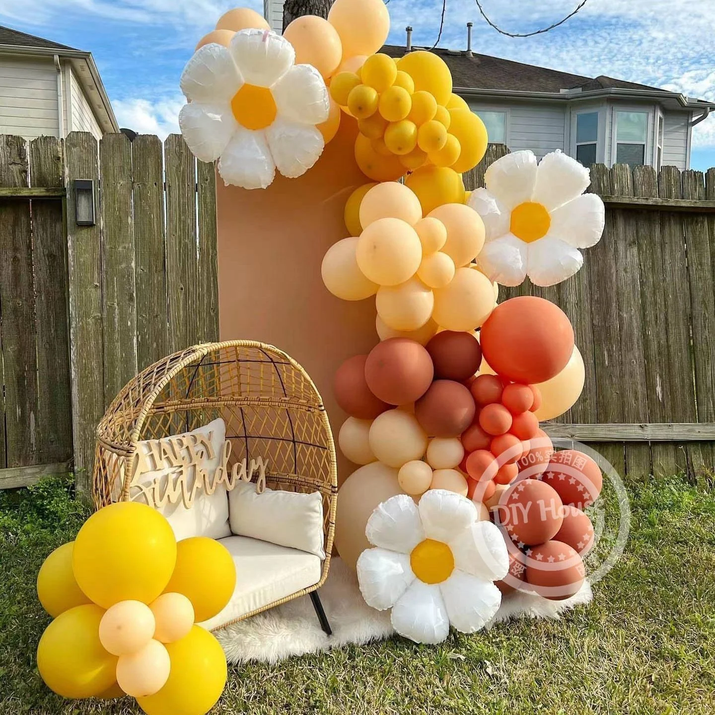 88pcs/set Daisy Flower Balloon With 12inch Vintage Balloon For Daisy Themed Wedding Birthday