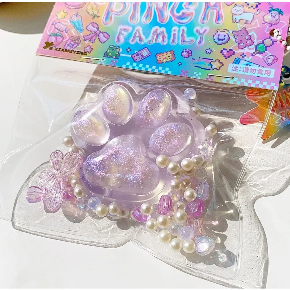 Squishу Cat Paw Pinch Fidget Toy Slow Rebound Stress Relief Transparent Squishies Squeeze Toy for Kids Adults Holiday Gifts 3