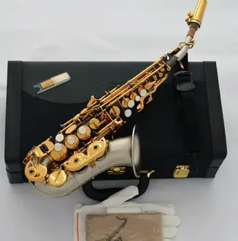 Professional Curved Soprano Saxophone Matt Black nickel sax By WEIBSTER Musical