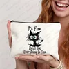 Im Fine Everything Is Fine Pattern Cosmetic Bag Funny Cat Toiletry Bag Portable Travel Storage Bag Perfect Gift for Cat Lovers 3