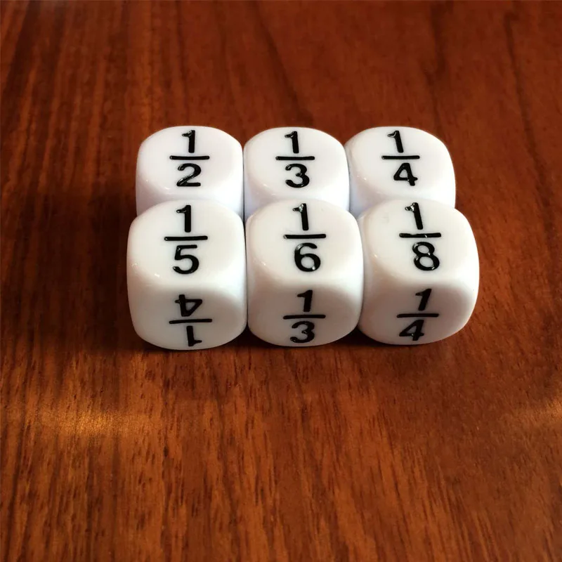 분수 주사위 16MM 수학 교구 연습 테이블 게임 액세서리 어린이를위한 교육 학습 장난감 홈 학교 용품