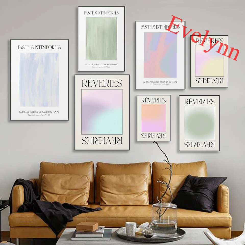 

Rainbow pink blue green Poster Nordic Modern Home Decor pastel Print Pictures Wall Art Canvas Painting Gift