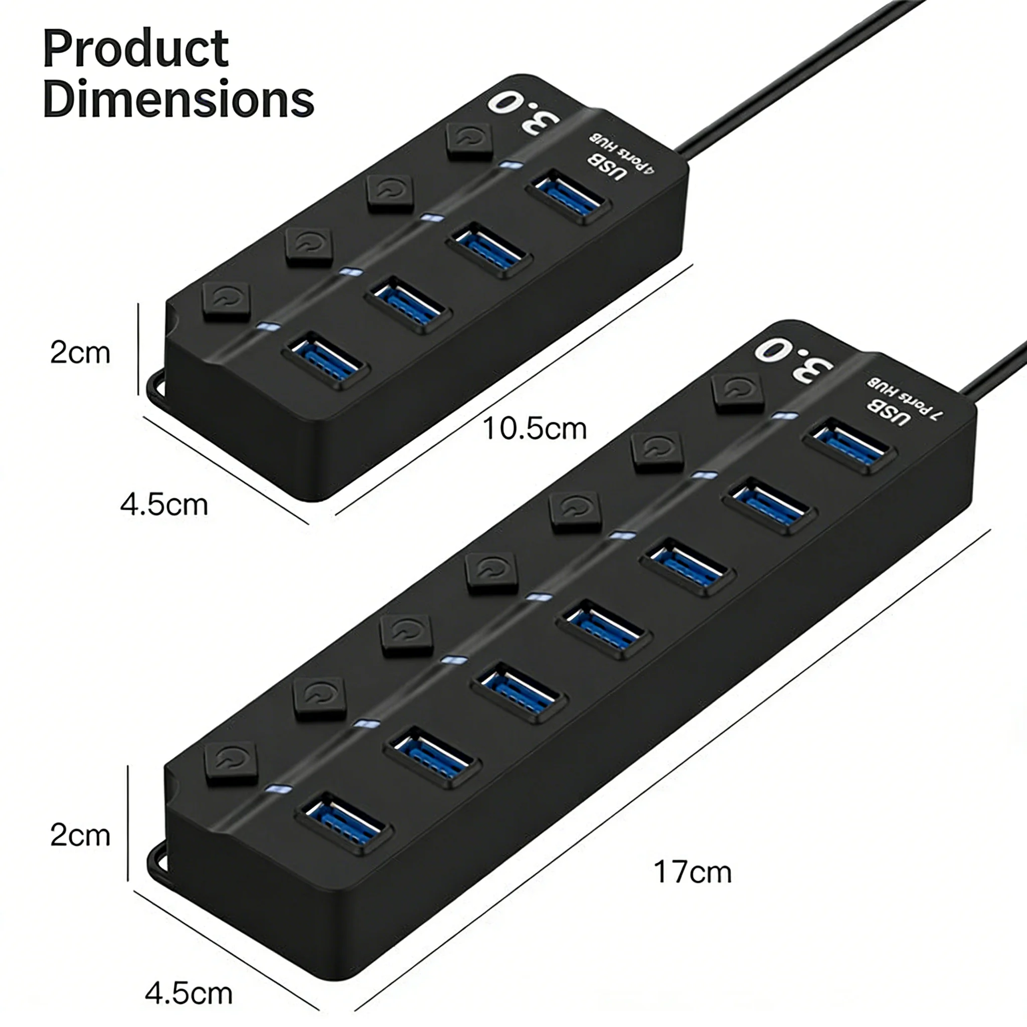 Enhanced USB 3.0 Hub with Independent Switch Control and Multiple Ports for Versatile Connectivity