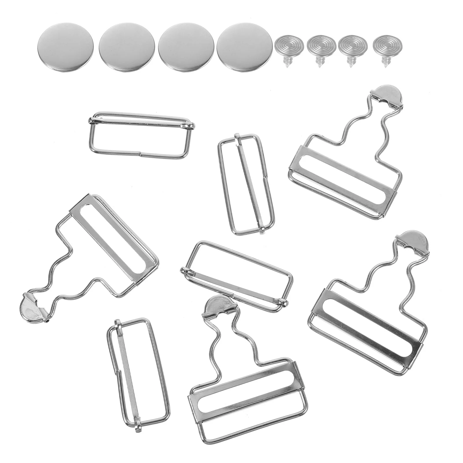 

4 Pcs Sling Bib Pants Buttons Metal Regulator Hanger Strap