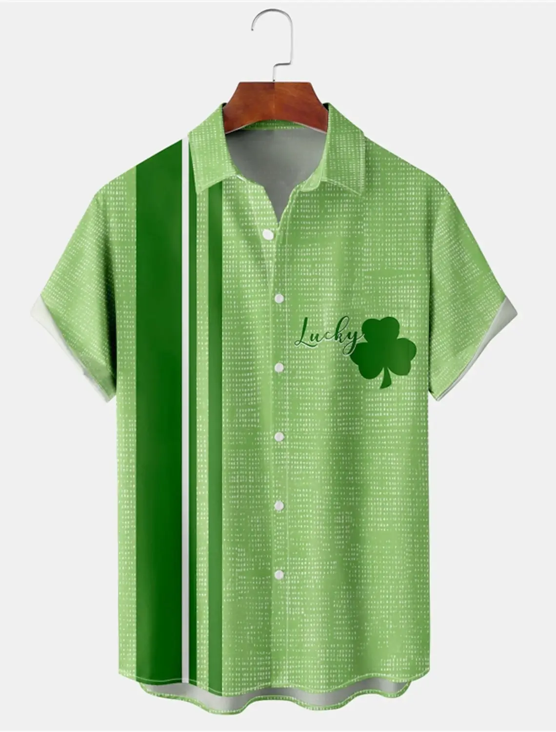 

Fashion Summer Men‘s Shirt St.Patrick's Day Graphic 3D Print Green Clover Short Sleeve Shirt Casual Festival Party Hawaii Tee