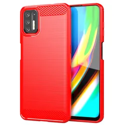 Enhanced Silicone Rubber Soft Armor Case - Durable and Stylish Protective Cover for Moto G9 Plus (Red)