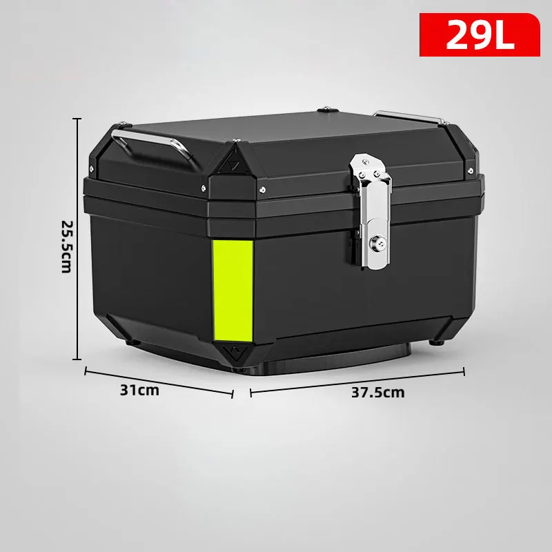 Motorcycle Tail Box Top Case Lockable Helmet Luggage Storage Rear Tour Box With Reflective Design Waterproof Storage Carrier Motorcycle Tail Box