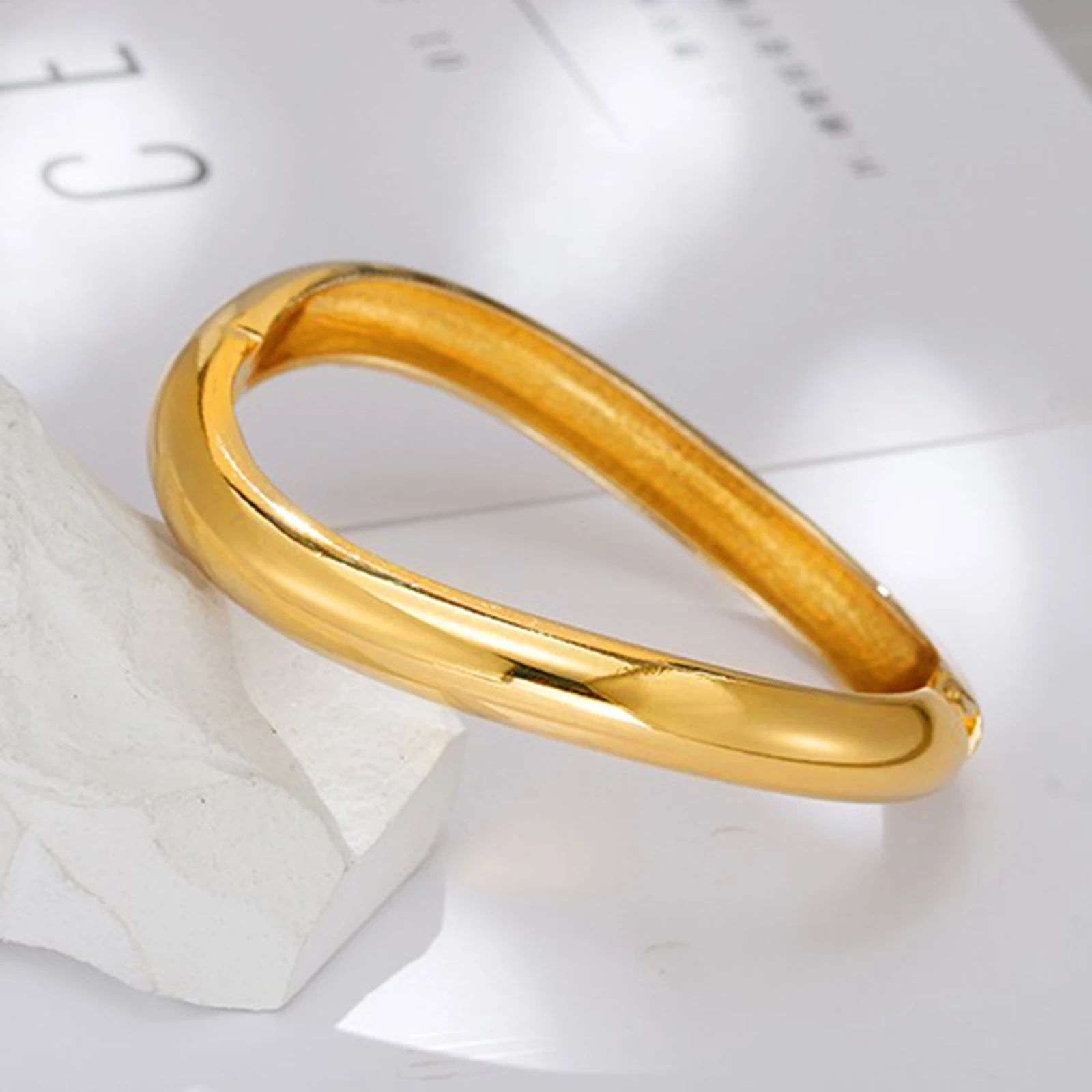 Punk Wave Open Cuff Bangles for Women Adjustable Irregular Arm Bracelet Jewelry Accessories