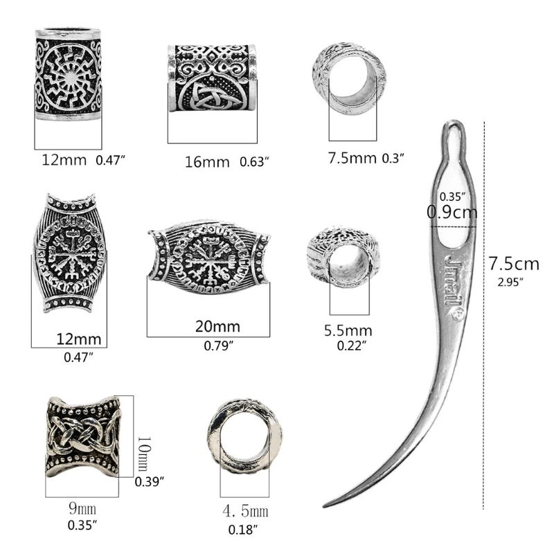 72 piezas de colgante de vikinga, cuentas nórdicas, colgante para pelo y barba | en línea