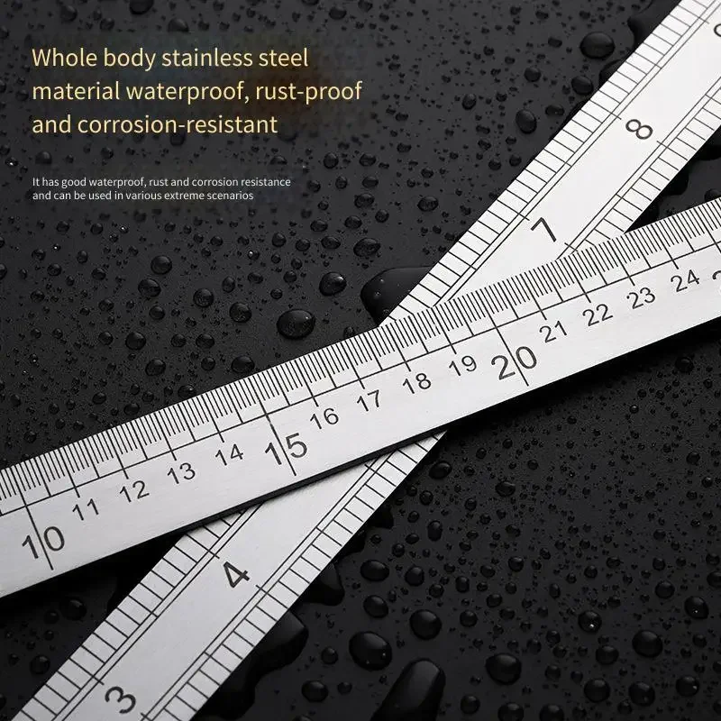 33cm 스테인리스 스틸 자 |   두꺼운 직선형 모서리와 시티 인치 스케일 |   재봉, 도면 및 학생용 측정 도구