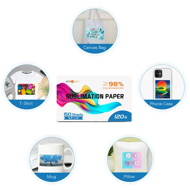 HTVRONT 150 Sheets 8.5x14 inches Inkjet Sublimation Paper Heat Transfer Paper for Inkjet Printer T-shirt Clothes Printing 120g 2