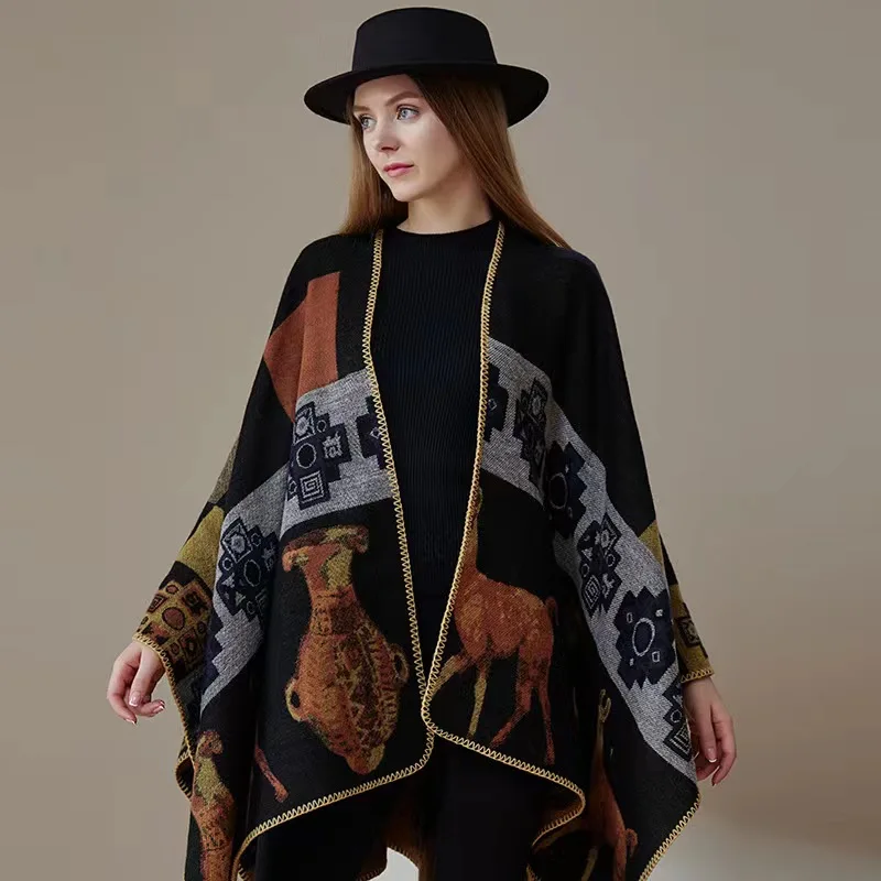 Genérico Poncho De Mujer, 150x50 Cm Capa Chal Cardigan Con Botones Y Bolsillo, Elegante Manta Invierno Cálida Tippet Capa Punto Para Casa Camping Genérico Poncho De Mujer, 150x50 Cm Capa Chal Cardigan Con Botones Y Bolsillo, Elegante Manta Invierno Cálida Tippet Capa Punto Para Casa Camping