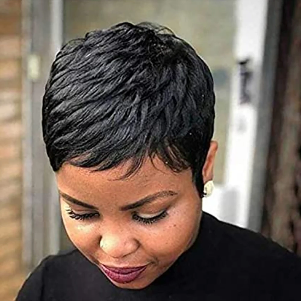Synthetic Wig BeiSDWig Heat Resistant for Black Women Short Pixie Cut 4 Colors
