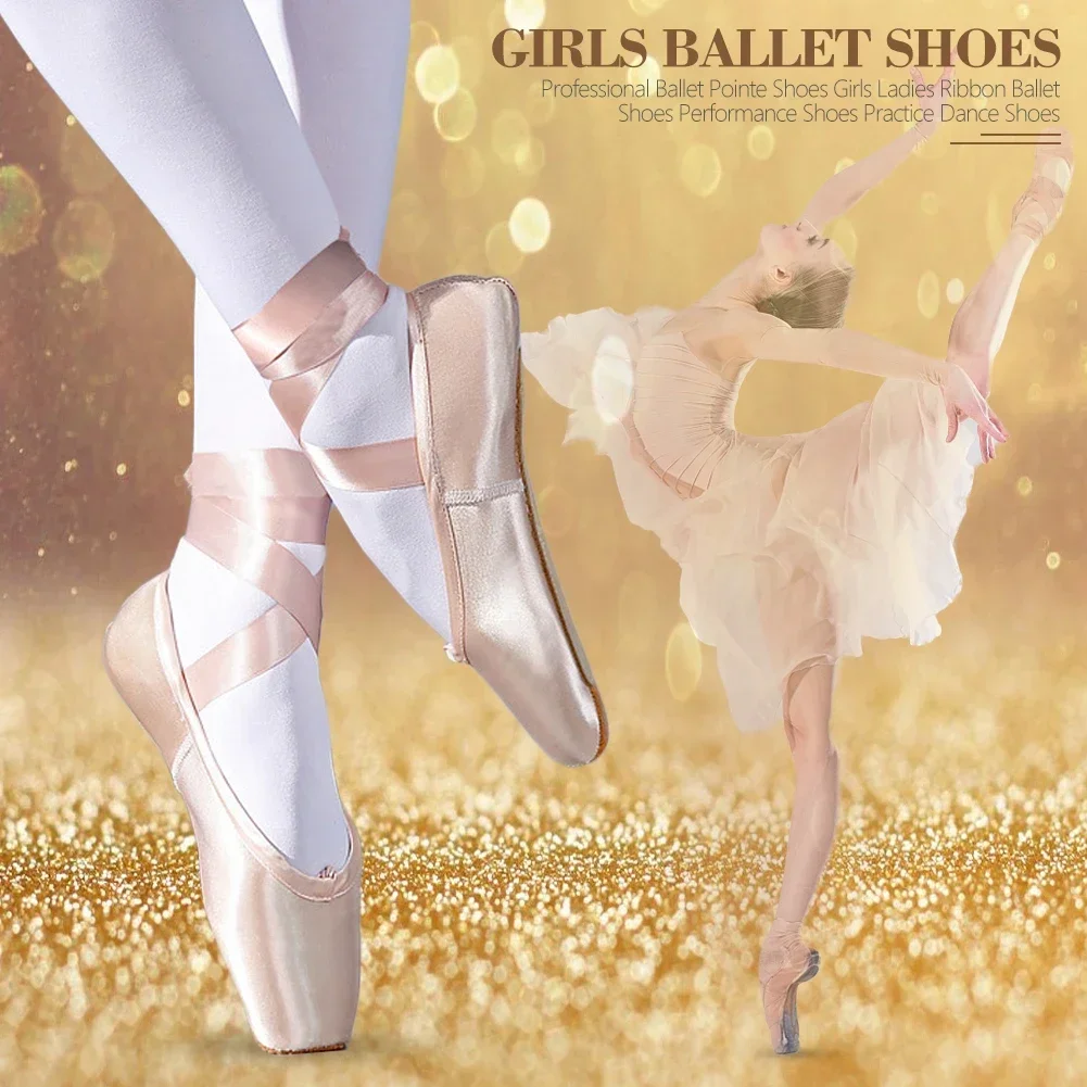 Ballet Pointe Shoes Professional Girls Ladies Ballerina Women Satin Ballet Flats Shoes Dance Shoe Slipper With Ribbons 3