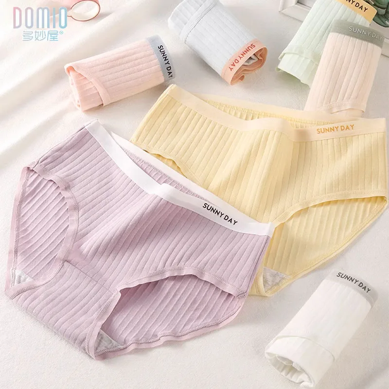 

DOMIO Authentic Ladies Underwear 100% Cotton Waist Girl Briefs Girls Shorts Thin Breathable Women's Underwear 5/7 Pcs Set