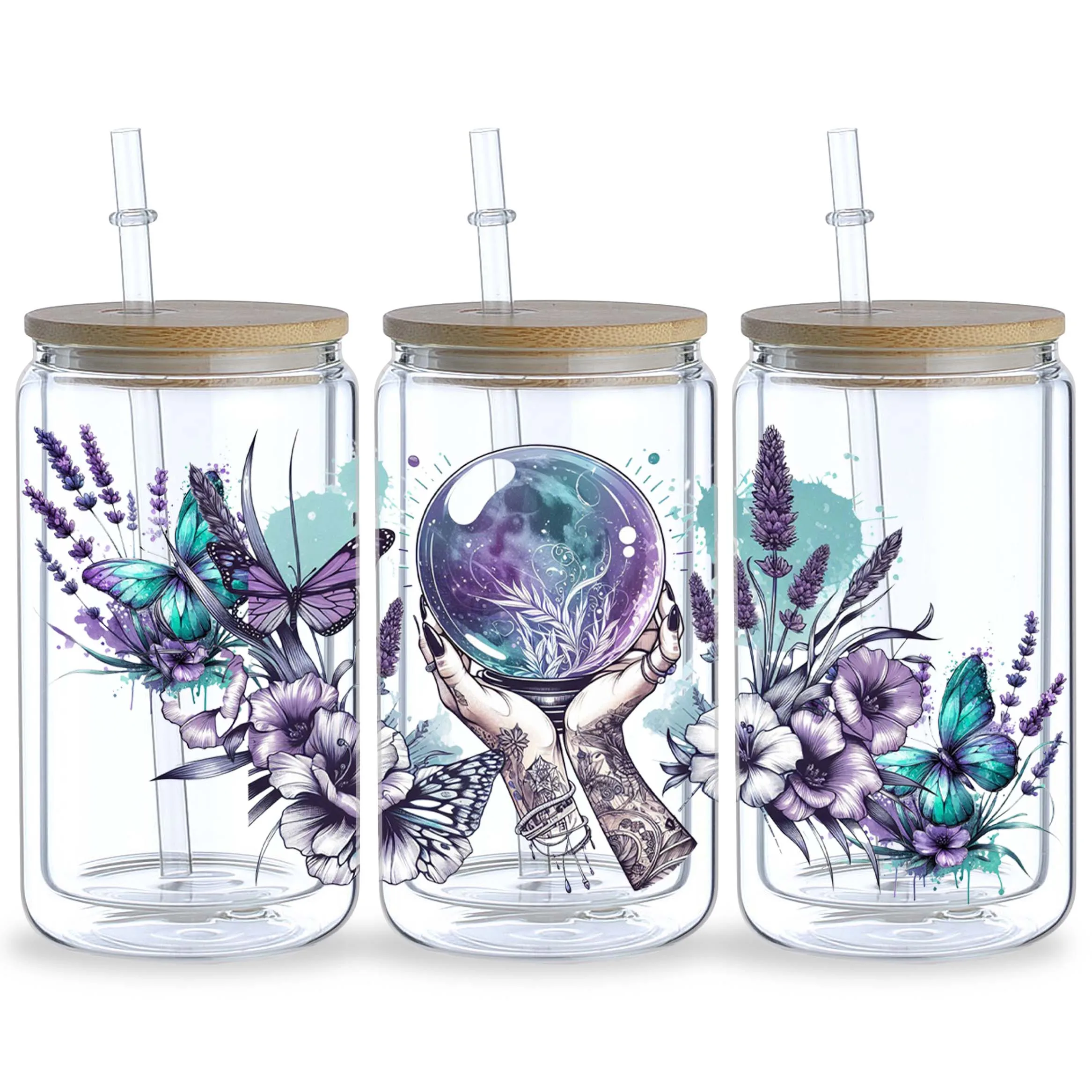 5 Sheet Witch crystal ball UV DTF Cup Stickers Glass Sport Transfer Stickers for 16 oz Glass Mugs