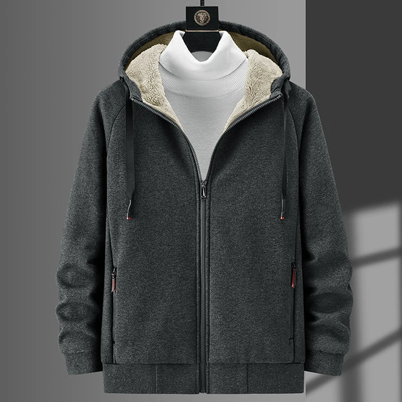 Hoodies Men Winter Fleece Thickened Sweatshirts plus size hood jackets male fleece  coats men's lamb fleece cardigan Hoodie Tops