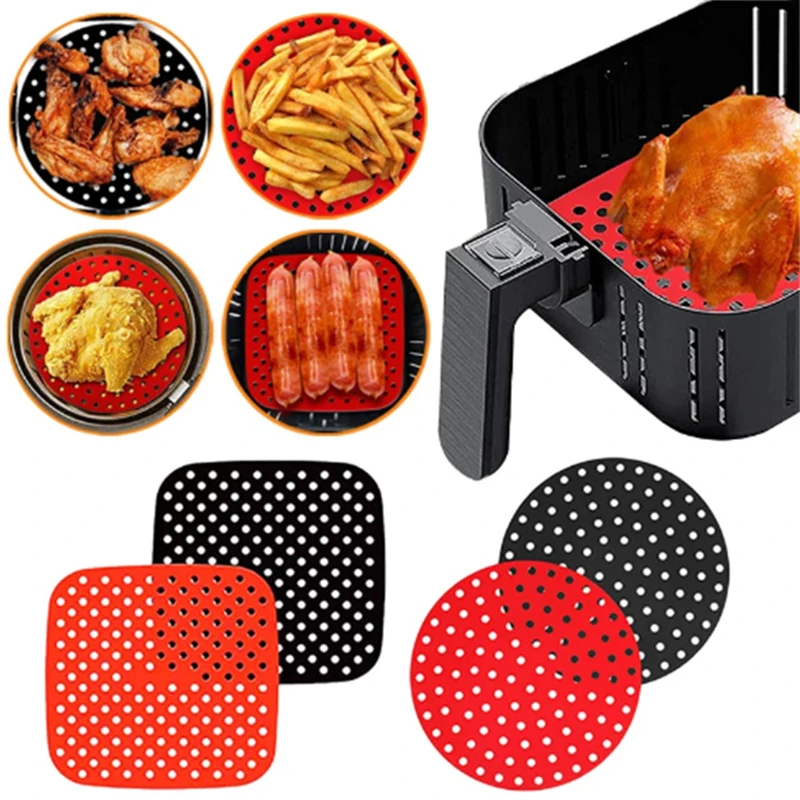 Reusable Air Fryer Liners Square Round Non-stick Perforated Mat