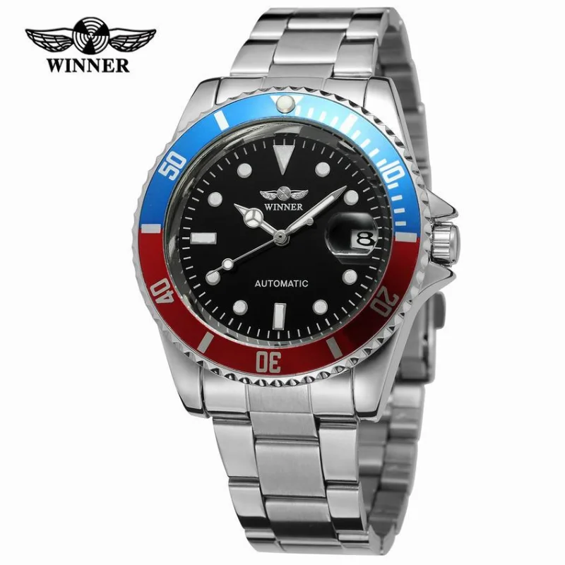 T-WINNER Watch Men Sports Watches Fashion Rotating Bezel Date Display Automatic Mechanical Wrist Watches For Men Relogio Releges