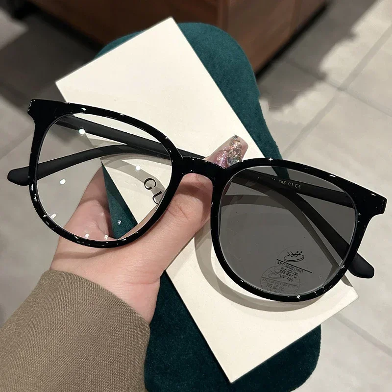 Outdoor Color Changing Sunglasses Ladies Intelligent Photochromic Minus Diopter Glasses Trendy Myopia Prescription Eyeglasses 4