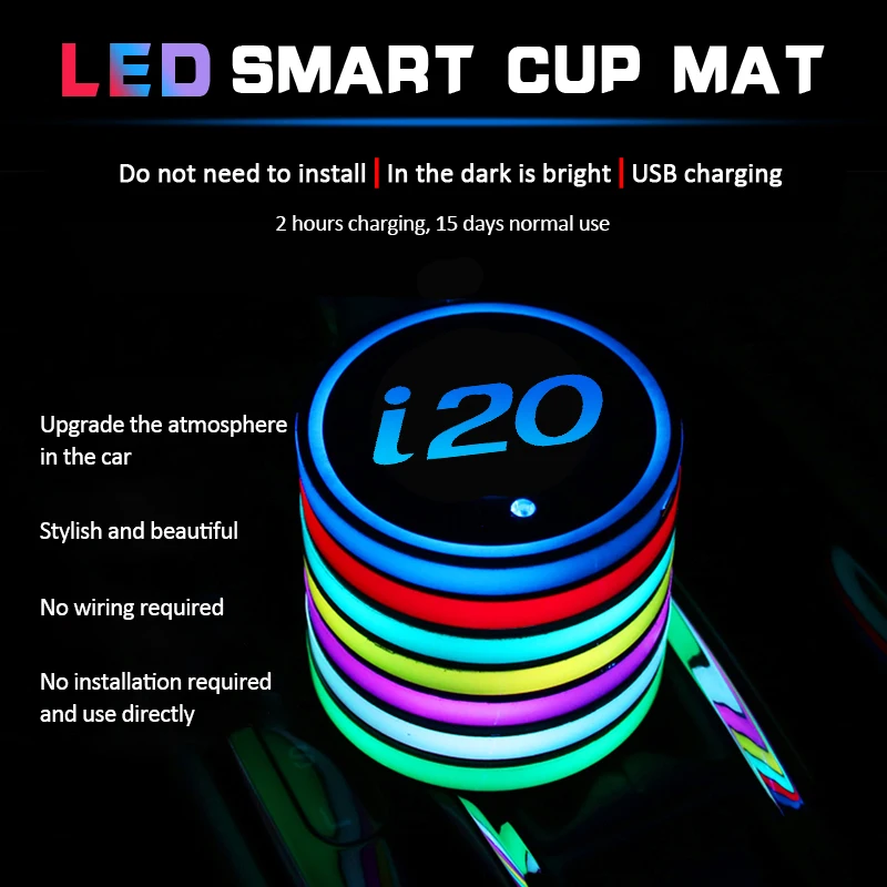 2Pcs Luminous Car Water Cup Coaster LED Drink Holder Mats For Audi Q2 Logo  USB Charging Atmosphere RGB Light Non-slip Coasters - AliExpress