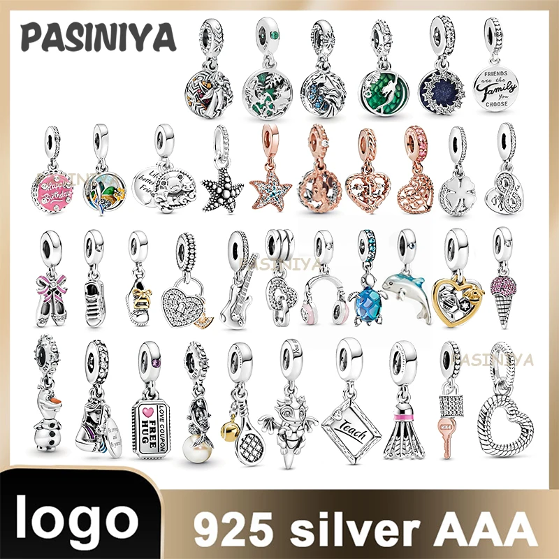 

12 Ocean Series Turtle Sea Star Charm Beads Logo Silver 925 Colgante Original Fit Original Pan Charms De Pulsera Para Mujer