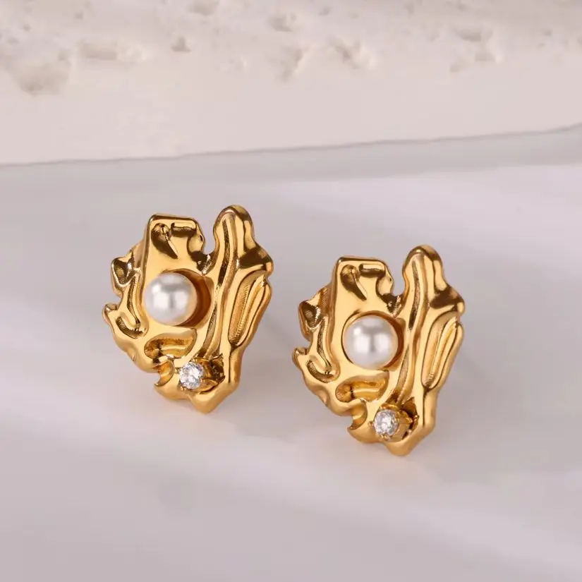 Imitation Pearl Earrings Jewelry For Women Stainless Steel