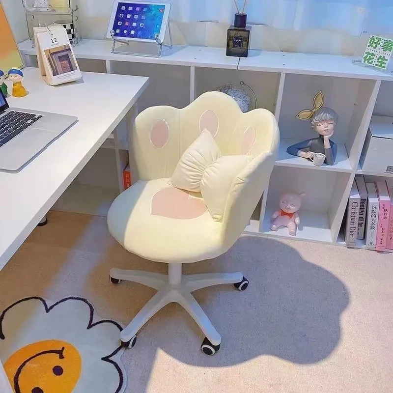 

Bedroom Dormitory Computer Home Office 360° Swivel Lift Handrail Back Writing Desk Dressing Stool Makeup Chair