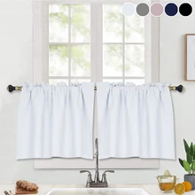 

Blackout Short Curtains for Living Room Bedroom Summer Thermal Insulated Window Treatment Drapes Solid Rod Pocket Curtain Panels