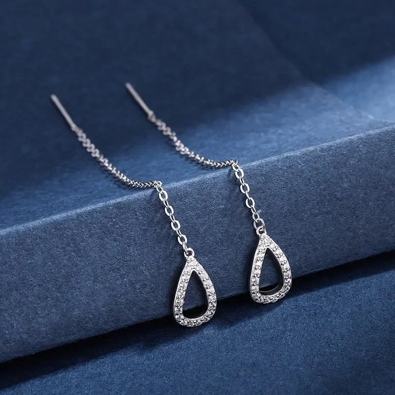 Orecchini Lunghi A Stella Per Donna, Placcato Oro Rosa, Acciaio Inox, Eleganti E Semplici, Con Confezione Regalo