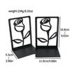 Rose Metal Book Ends -Black L Shaped Book Stand Holder for Home Office Desk, Creative Gift for Dads and Loved Ones 6