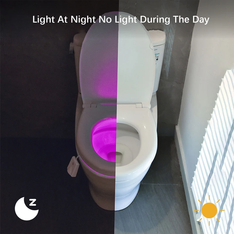 Toilet Night Lights,LED Projection Lamp,Motion Activated Light,10 Colors Waterproof Illuminate Nightlight for Bathroom Decor 2