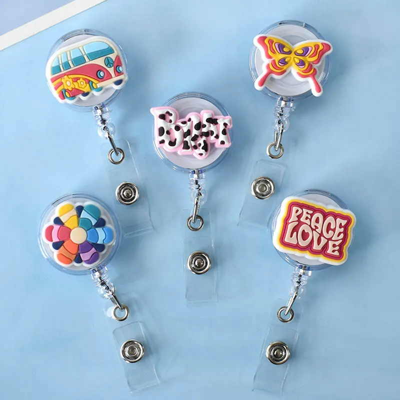 1 Piece Colorful Flower Y2K Retractable Nurse Badge Reel Cute Love