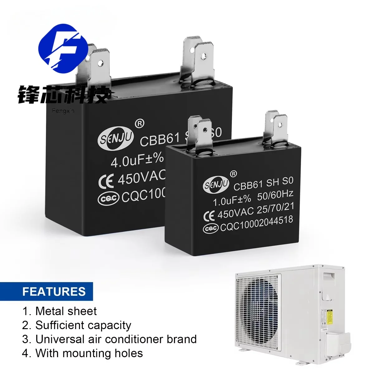 2Pcs CBB61 Air Conditioner External Fan Start Capacitor Motor Run Capacitor 450V 1UF 1.2UF 1.5UF 2UF 2.5UF 3UF 3.5UF 4UF 4.5UF
