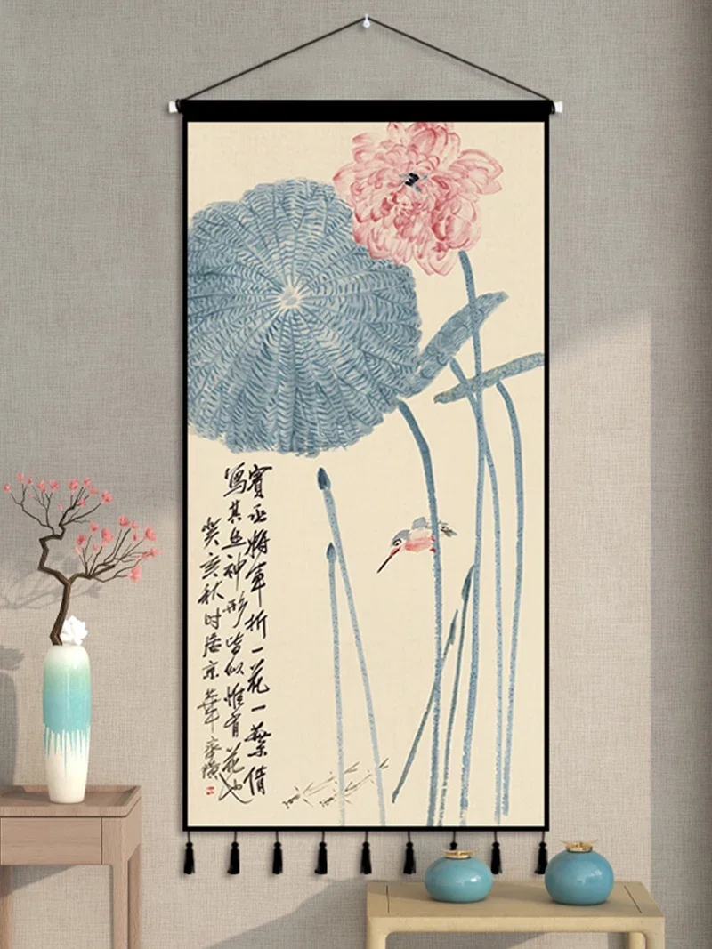 

Чернильная живопись, украшение для гостиной в китайском стиле, для гостиной, крыльца, старинное ринме, настенное украшение, подвесная ткань, дзен гобелен