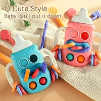 Cartoon Bottle Animal Phone Pull String Finger Press Grip Game Early Education Training Soothing Toy 1