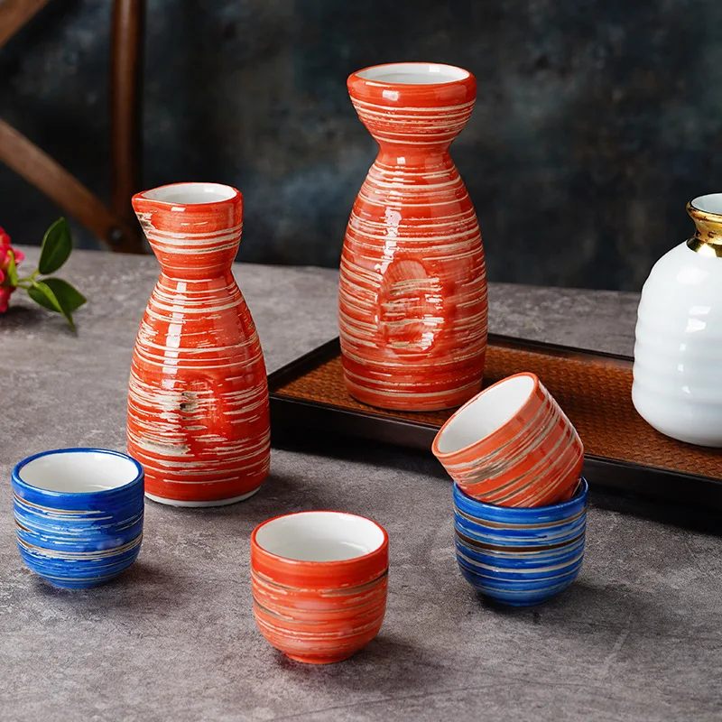Japanese Bar Sets Ceramic Wine Set Sake Cup Flask Sprinkler Soju Bottle Cup For Restaurant Home Bar Supplies Accessories Gifts