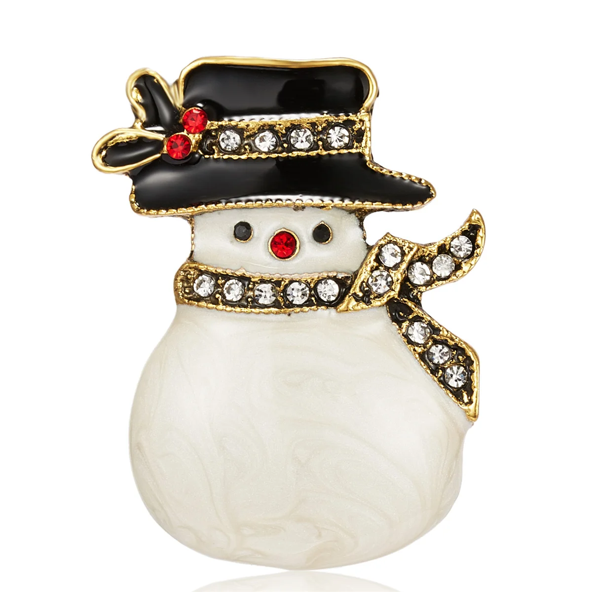 PinMart Christmas Snowman Brooch Lapel Pin - 1-1/8" Holiday Enamel Pin With Blue Glitter - View #13