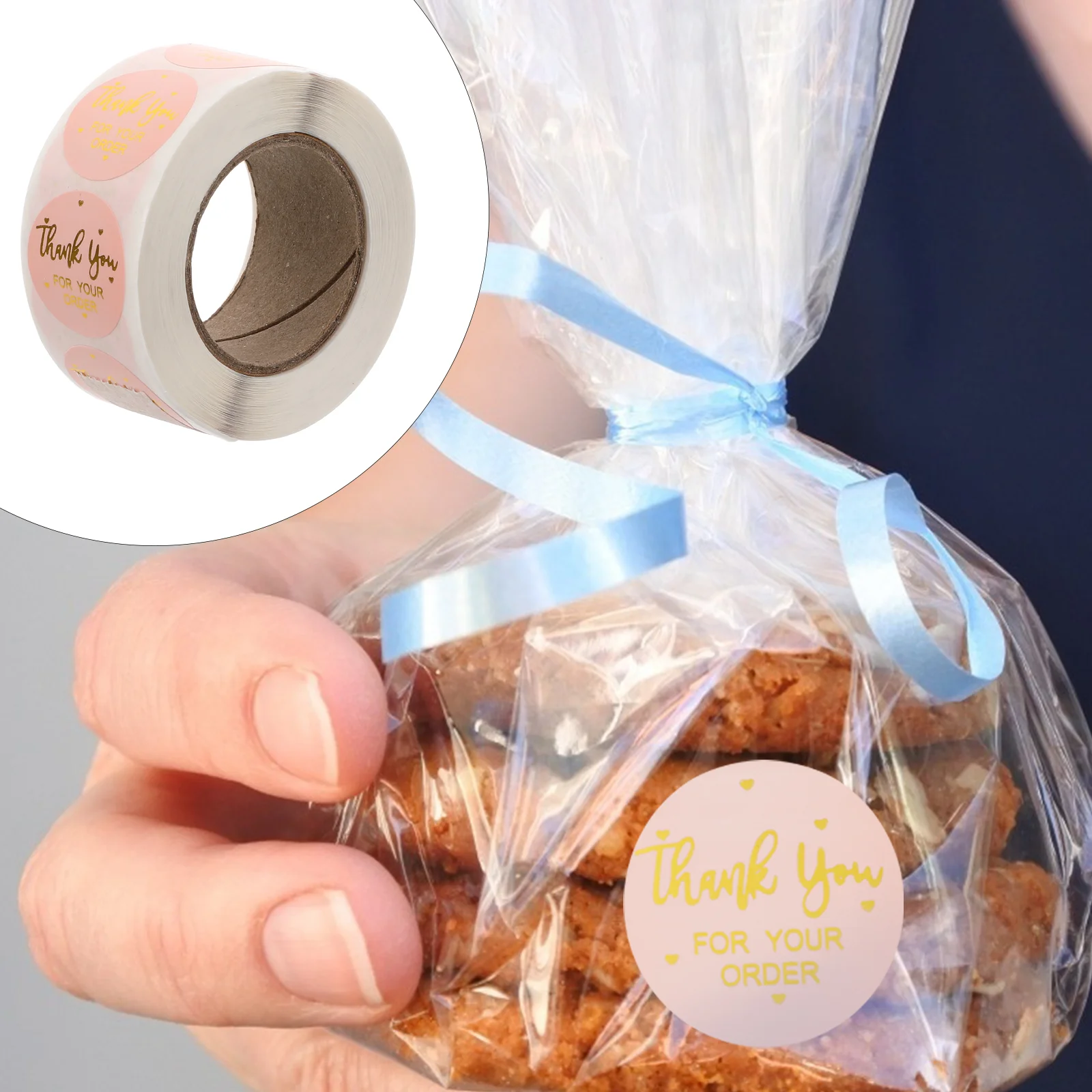 

2 Rolls Sealing Stickers Decor Thank You Bronzing Gift DIY Paper Packing Decorative