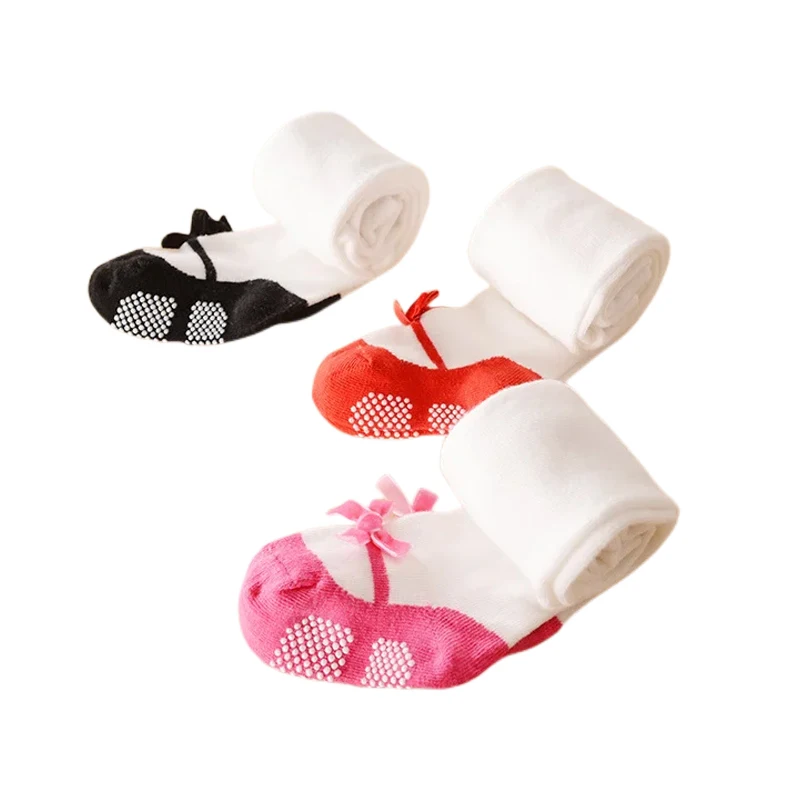 0-12M/12-24M/24-36M Anti Skid 0-3 Yrs Baby Girls Tights Newborn Cotton Bow Non-slip Toddler Girls Infant Leggings for Spring