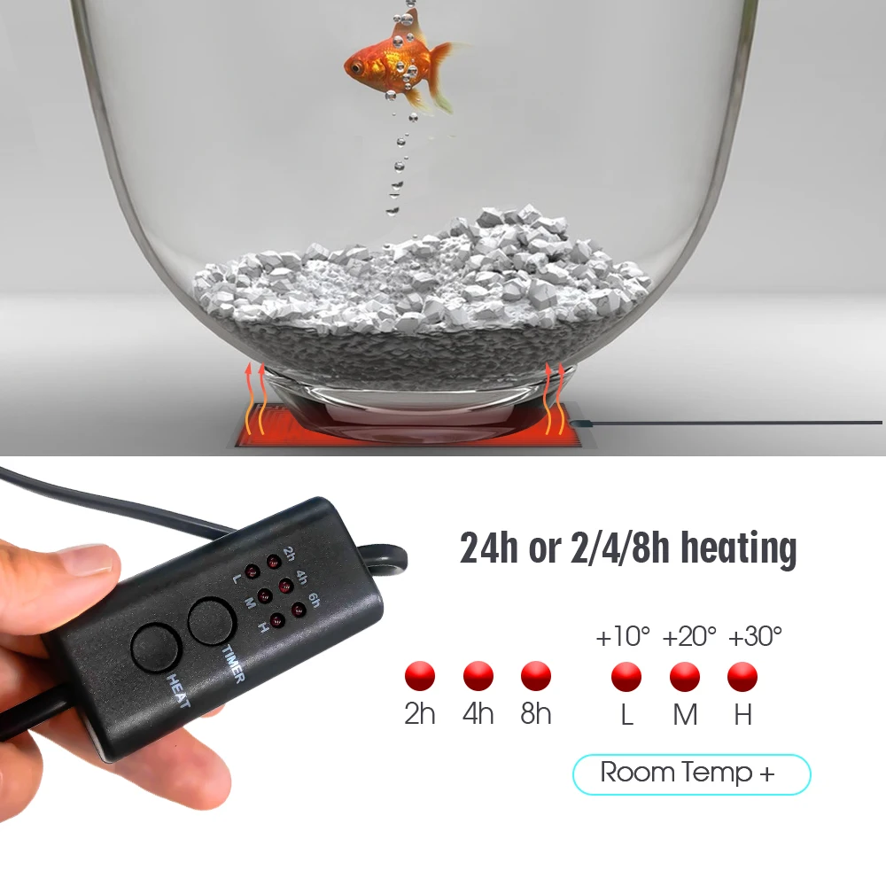 EU Plug Reptiles Adjustable Temperature Controller Heat Mat Terrarium Climbing Pet Heating Pad 5-20W