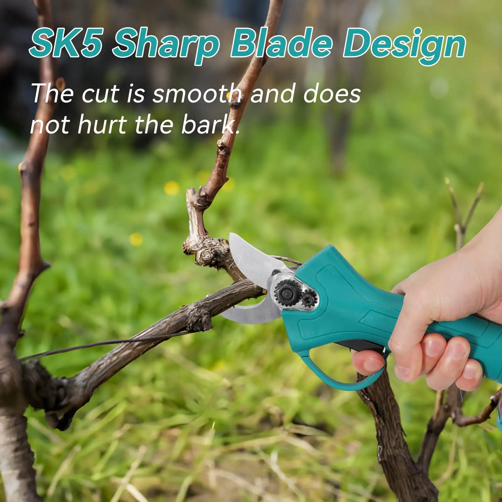 Cordless pruning shears in use