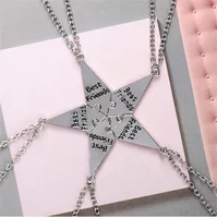 5pcs/Set Best Friend Necklace Creative Pentagram Pendant Alloy Accessories, Friendship Necklace For Men And Women 1