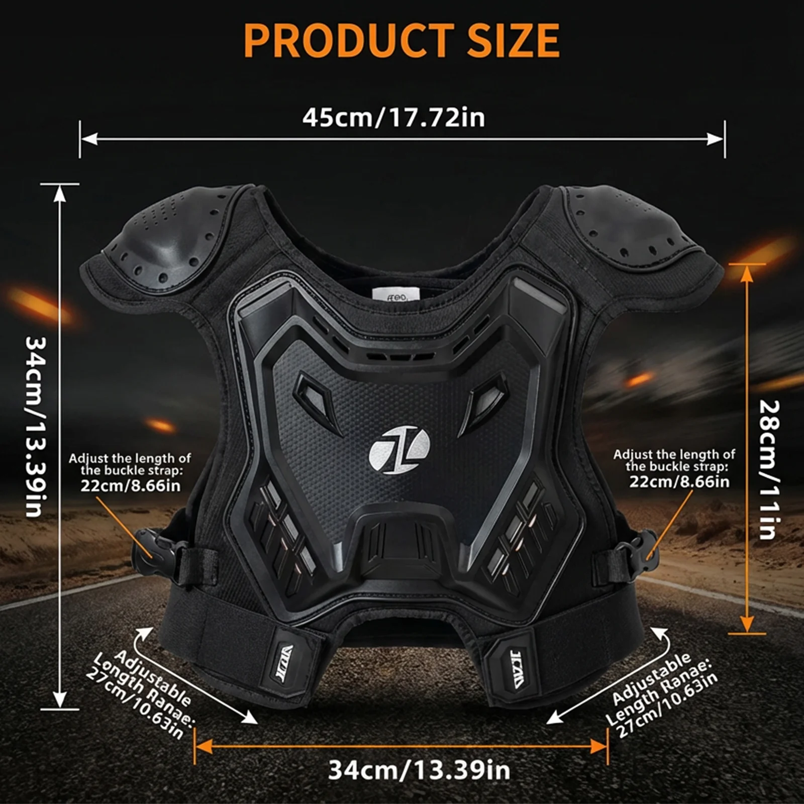 JCAA 어린이/청소년용 오토바이 전신 보호 조끼 어린이용 ATV DH 보호 아머 조끼 퀵 릴리즈 버클 오토바이 장비