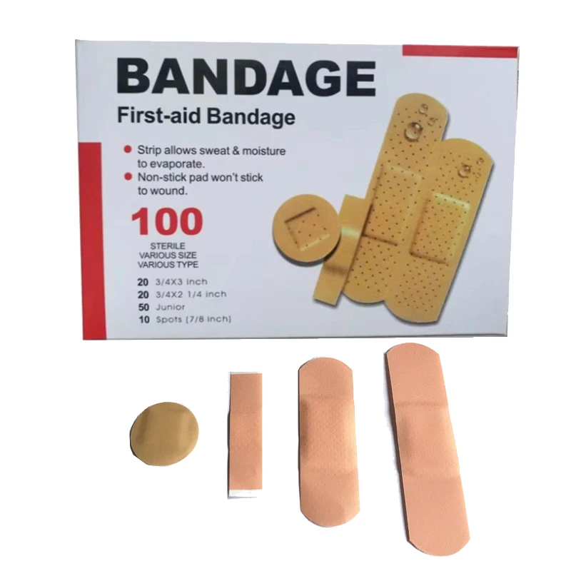 

100Pcs Waterproof Wound Care Adhesive Paster Medical Anti-Bacteria Band Aid Bandages First Aid Kit Sticker Assorted Sizes